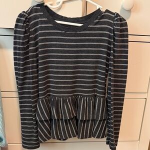 Little Sleepies Charcoal and White Long-sleeve Striped Top